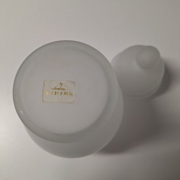 Viking USA Frosted Glass Jar Bell Lid Floral Design Crystal - Picture 3 of 6